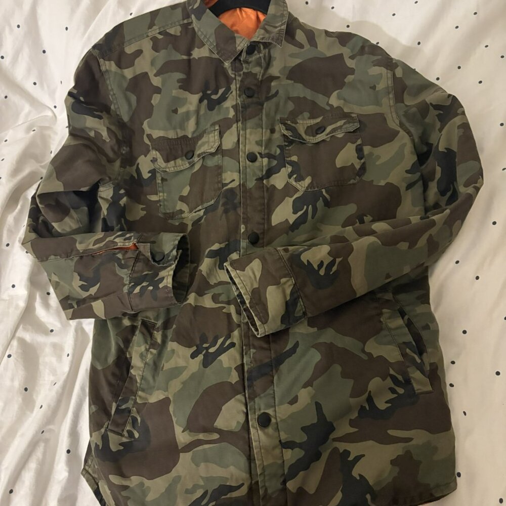 PacSun Camo Jacket, Orange Quilted Lining in Men's Mediun